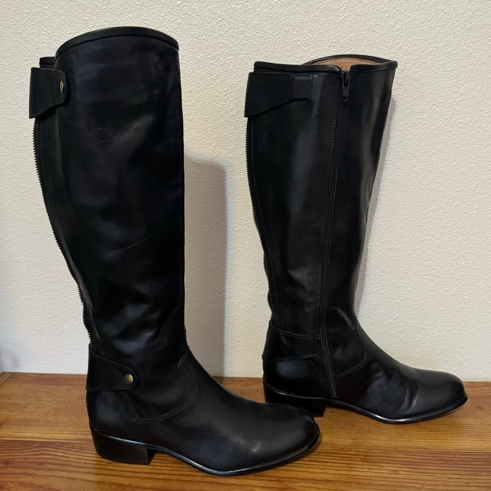 Corso Como Black Leather Knee High Boots Size 6